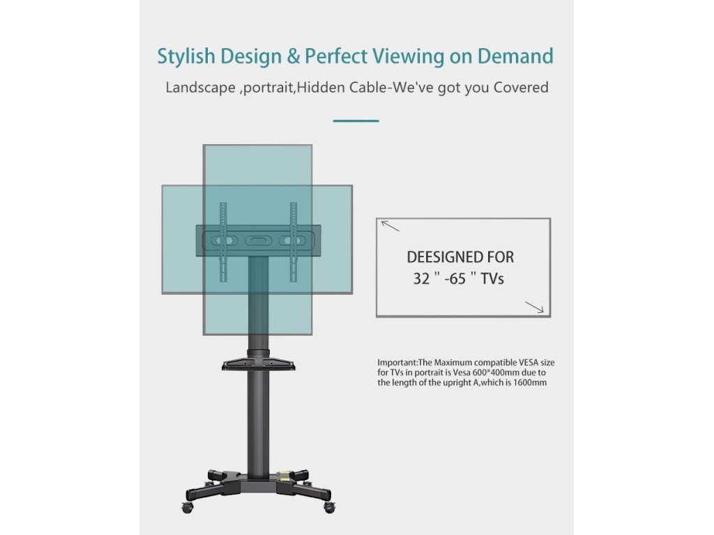 Mobilní stojan na TV 32"–65" nosnost 30 kg