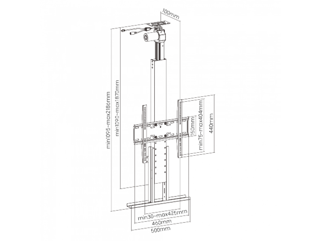 Suport plafon motorizat pentru TV 32"-55" capacitate 45 kg