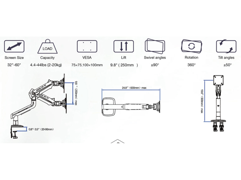NB G60 Herní držák monitoru 32–60'' nosnost 20 kg