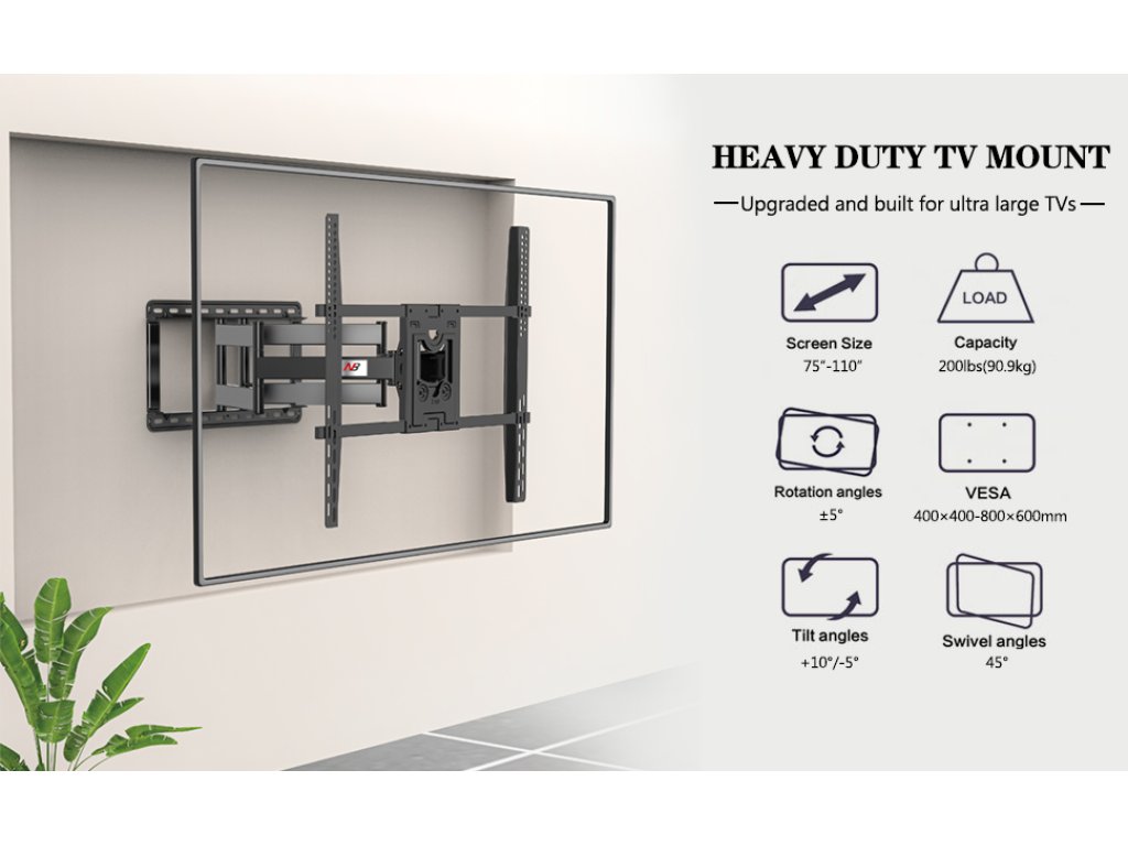 NB SP5 polohovatelný držák na TV 75"–110" nosnost 90 kg