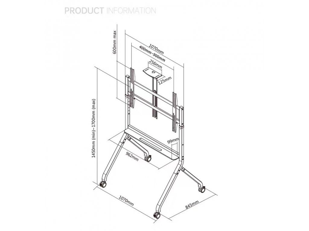 P200 stojalo za televizorje z velikim zaslonom na kolesih do 90 kg
