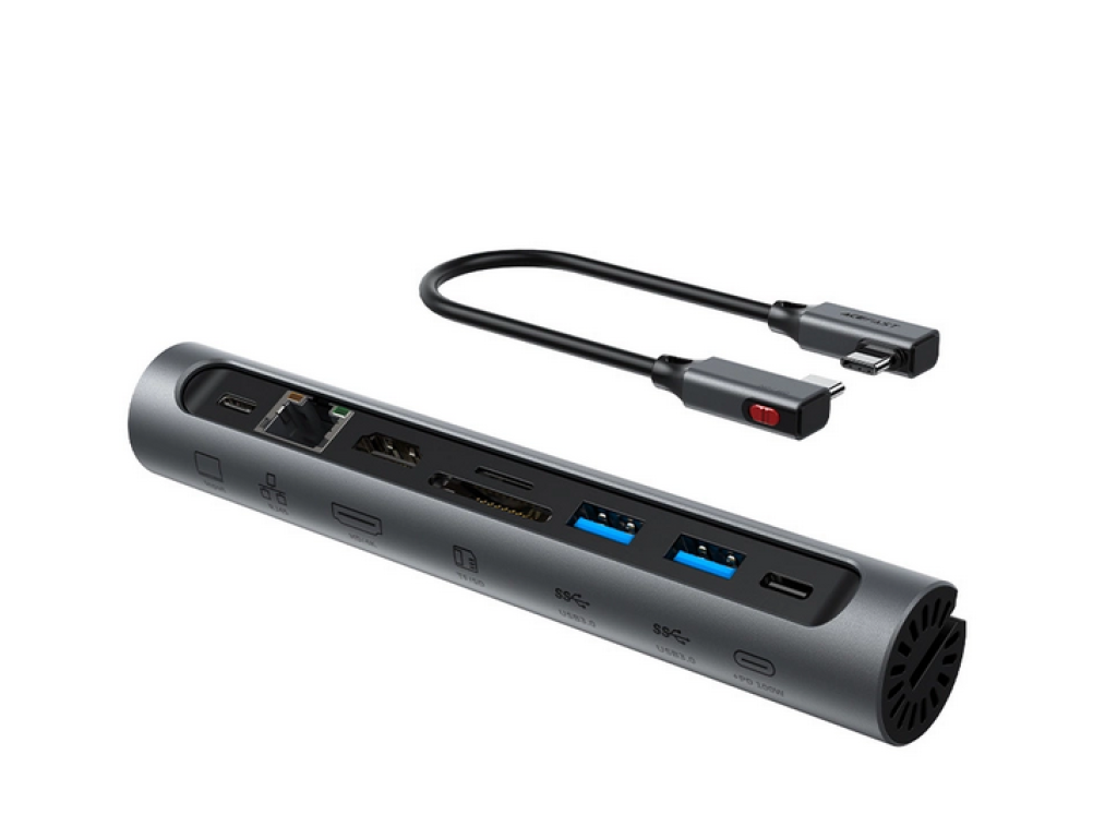 Notebook-Ständer ACefast E5 Plus USB-C 2x USB-A 3.2 TF SD HDMI RJ45 100W – grau