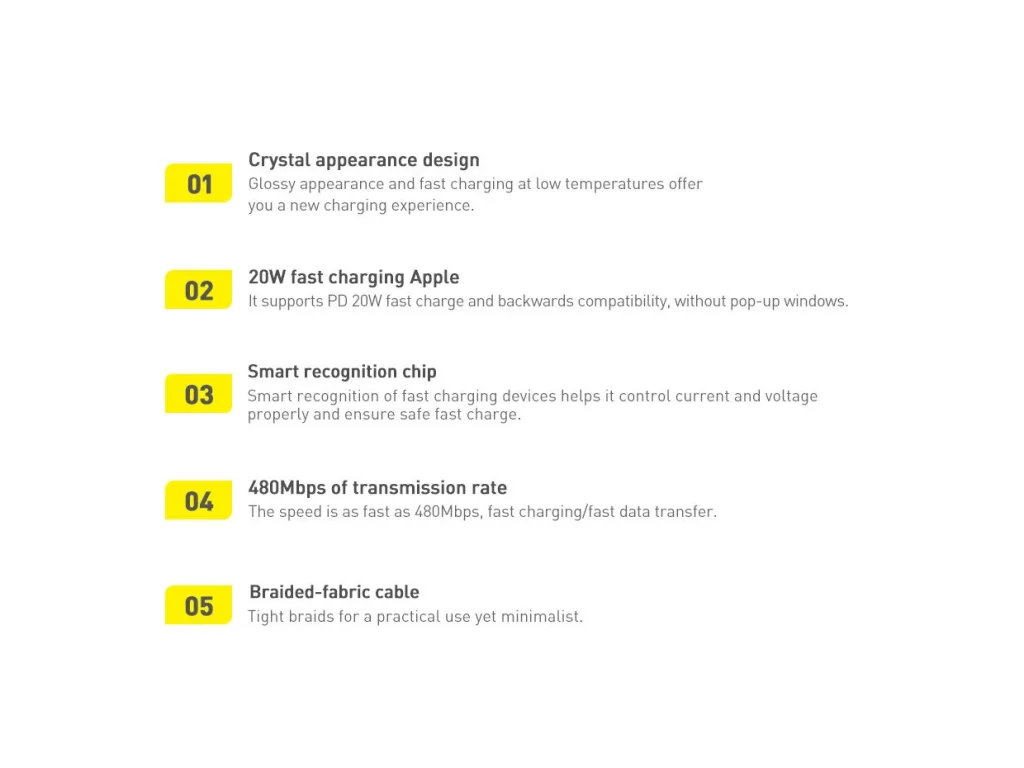 Rychlenabíjecí kabel Baseus Crystal Shine Series Lightning/USB-C 20 W 2 m