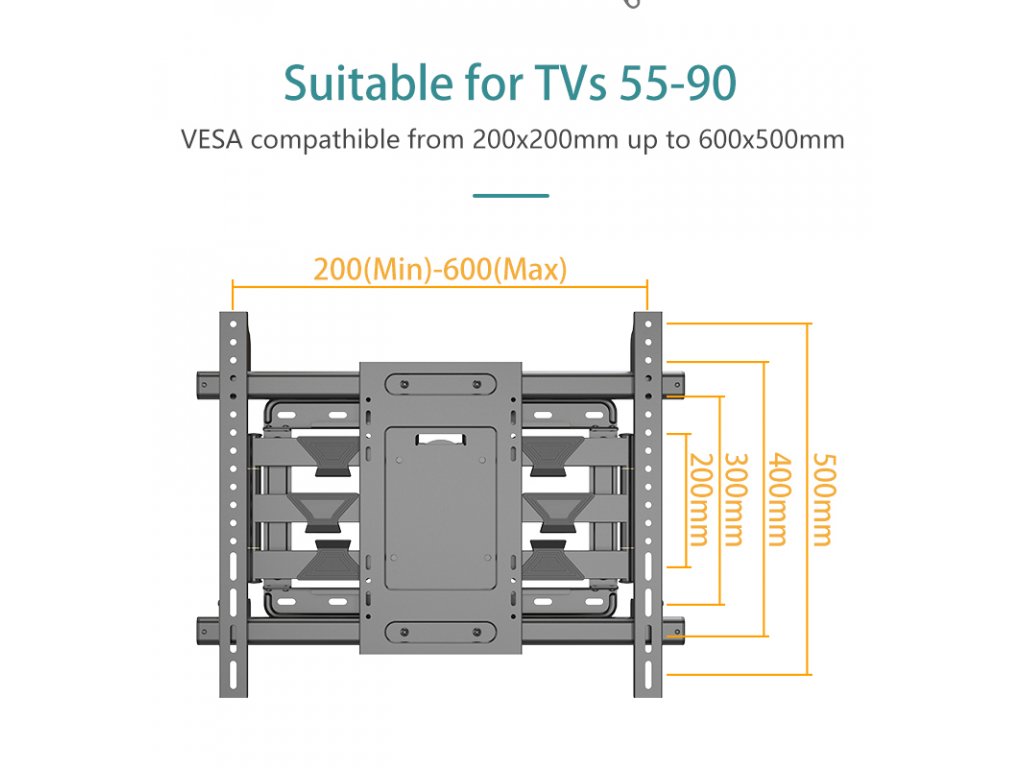 S9 masszív, stabil TV tartó 55" - 90" teherbírása 90kg