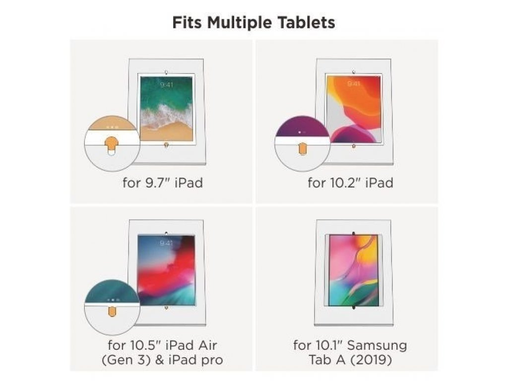 SB32W falra szerelhető táblagép védőtok 9,7"/10,2" iPad, 10,5" iPad AIR/IPAD PRO, 10,1" SAMSUNG GALAXY TAB A számára