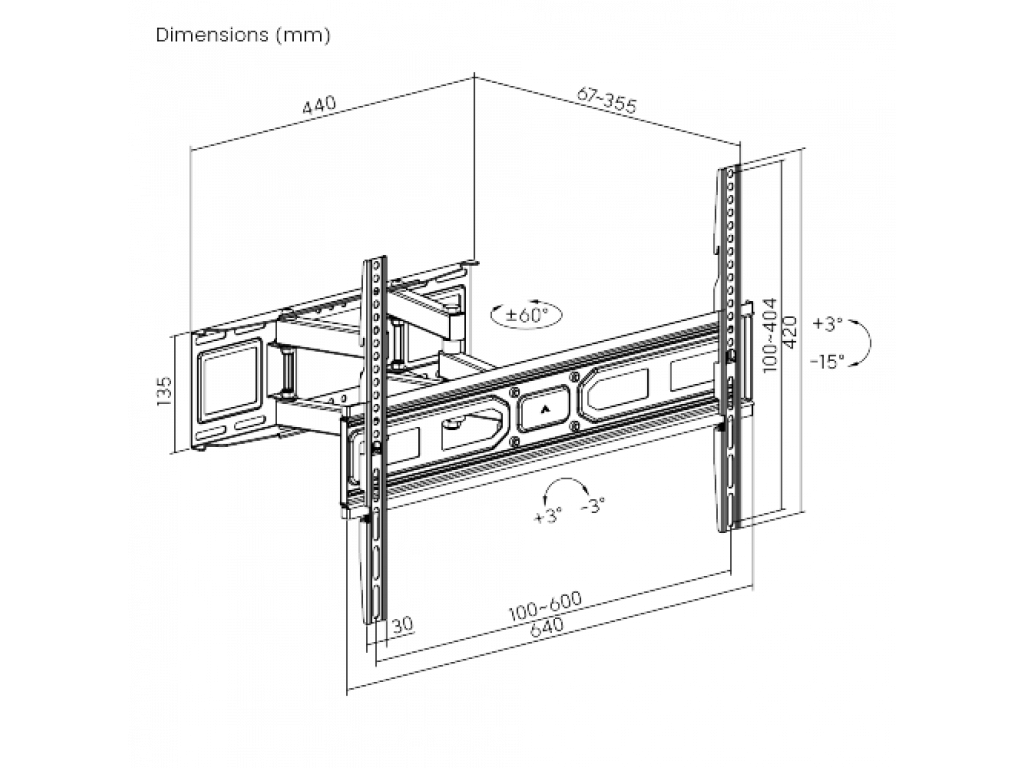 SB66 Televizní držák s výsuvným ramenem 37"-80" nosnost 40kg