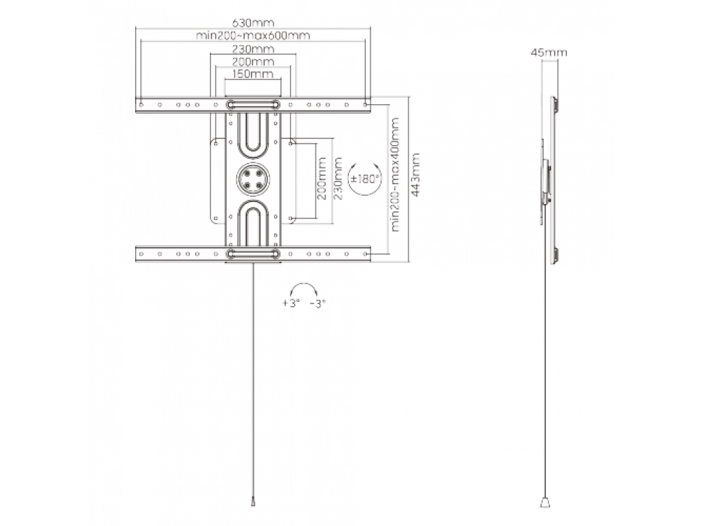 SB76 Nástěnný otočný držák tv 37"–80" nosnost 50 kg