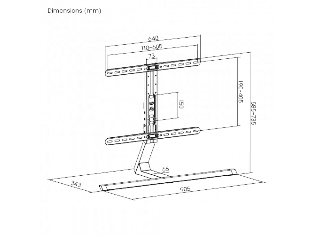 SB89 Namizno TV stojalo 37"-75" nosilnost 40 kg