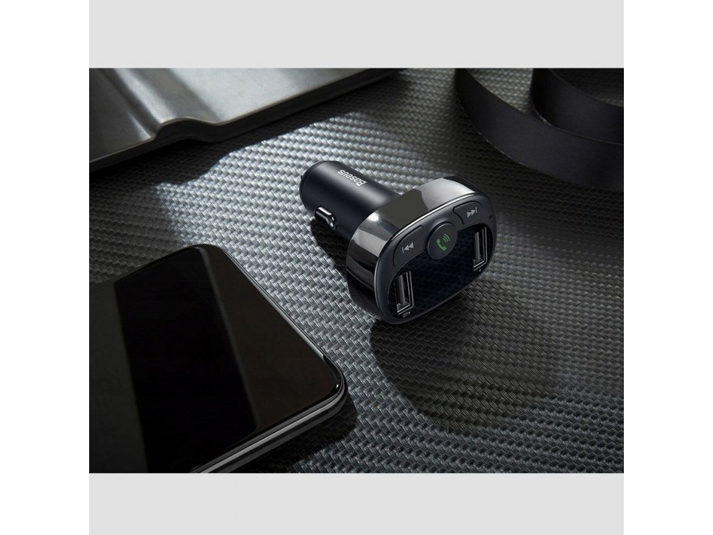 T-Typed Transmiter FM Bluetooth nabíjačka do auta MP3 2x USB TF microSD 3,4A čierna (CCTM-01)