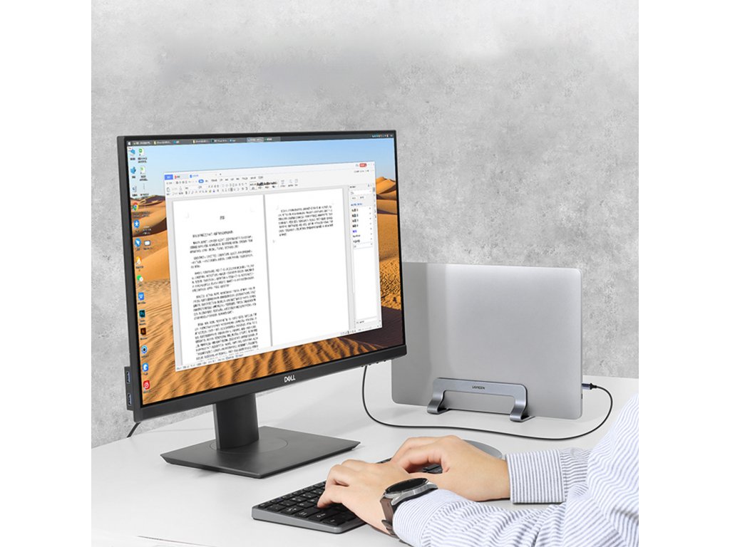 Ugreen aluminiowa pionowa podstawka pod laptopa srebrna (LP258)