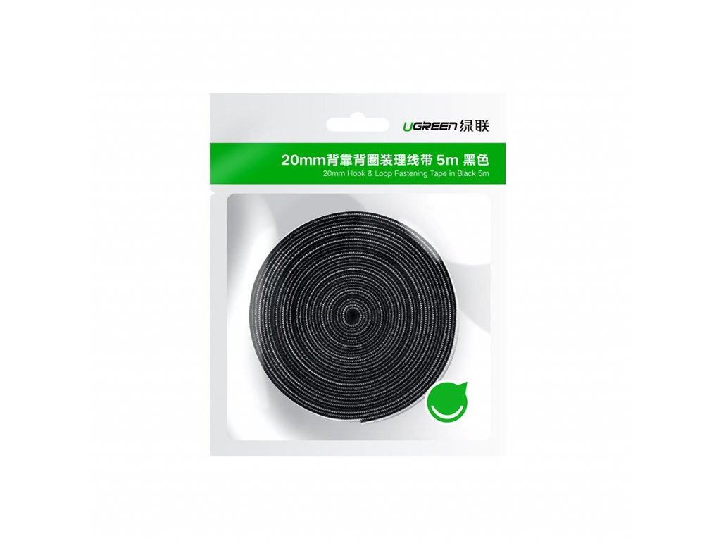 Taśma rzepowa do organizowania kabli Ugreen Velcro 2m czarna (40354)