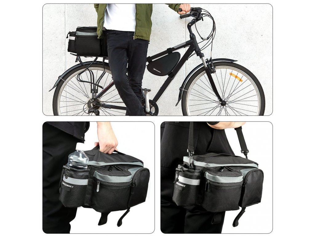 WBB3BK Cyklistická taška na nosič s páskem přes rameno 6L černá