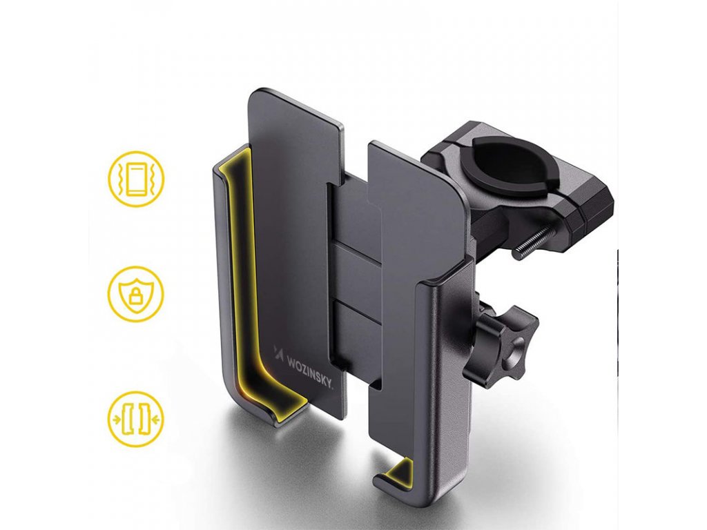 Wozinsky kovový držák telefonu na kolo, skútry černé (WBHBK3)