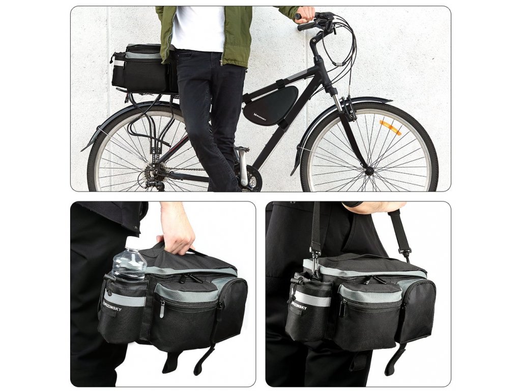 Čierna taška na bicykel Wozinsky 6l s popruhom cez rameno (WBB3BK)