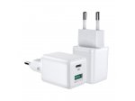 Joyroom töltő (EU csatlakozó) USB / USB Type-C 30 W Power Delivery QuickCharge 3.0 AFC FCP fehér (L-QP303)