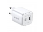 Szybka ładowarka GaN 2 x USB-C 45W QC PD Ugreen CD294 - biała