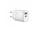 Joyroom Încărcător rapid USB-A QC3.0 / USB-C PD 20W alb (L-QP2011)