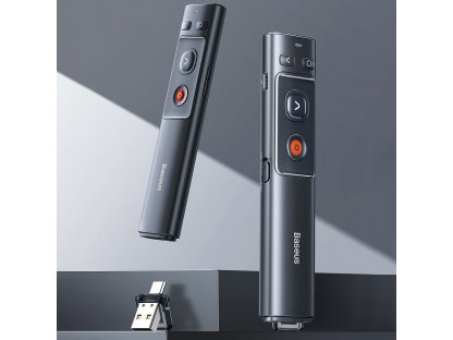 Baseus Wskaźnik laserowy z pomarańczową kropką do prezentacji na PC z wbudowaną baterią w kolorze szarym (WKCD000013)