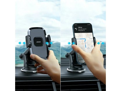 Držák telefonu do auta Joyroom s teleskopickým výsuvným ramenem na palubní desku a čelní sklo černý (JR-ZS259)