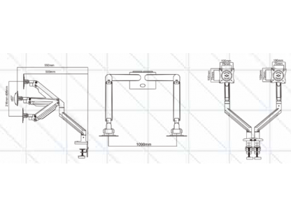 DS150-2 Nastavljiv nosilec za 2 monitorja 17-33" nosilnost roke 10 kg črna