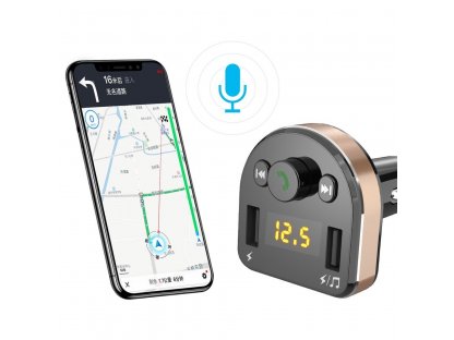 Dudao FM vysielač Bluetooth nabíjačka do auta MP3 3,1 A 2x USB čierna (R2Pro čierna)