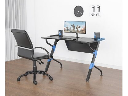 ES05 Z-alakú PC játékasztal kék és fekete színben