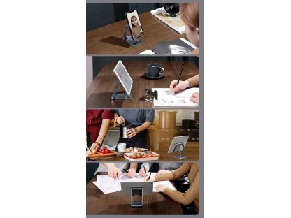 Aluminijasto zložljivo stojalo za telefon ali tablični računalnik sive barve (LP263 80708)