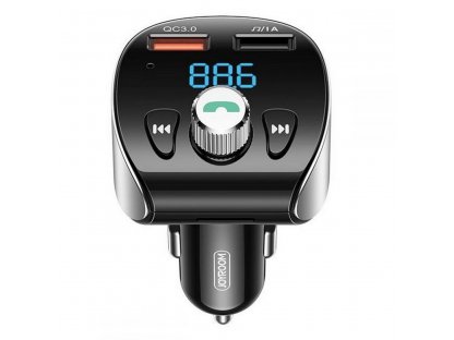 Joyroom FM adó Bluetooth 5.0 MP3 micro SD autós töltő 2x USB 18 W 3 A gyorstöltés 3.0 fekete (JR-CL02)
