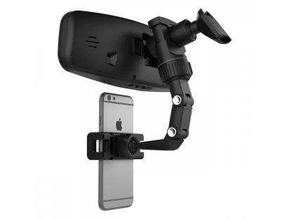 Nastavitelný držák zpětného zrcátka do auta pro smartphone černý