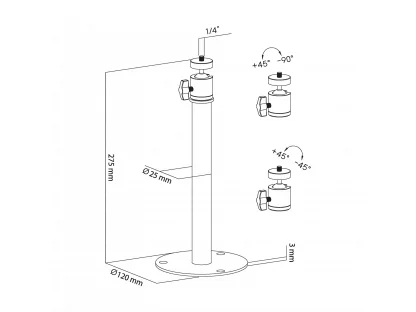 Stenski/stropni nosilec za projektor z navojem 1/4" nosilnost 2,5 kg