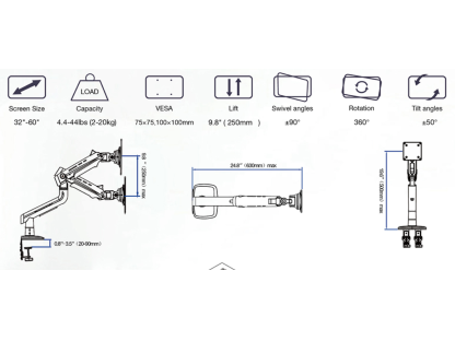 NB G60 Herní držák monitoru 32–60'' nosnost 20 kg