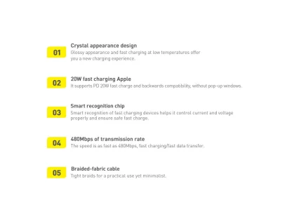 Rychlenabíjecí kabel Baseus Crystal Shine Series Lightning/USB-C 20 W 2 m