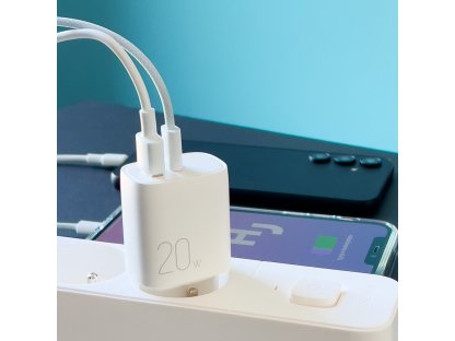 Joyroom USB-A QC3.0 / USB-C PD 20W biała szybka ładowarka (L-QP2011)
