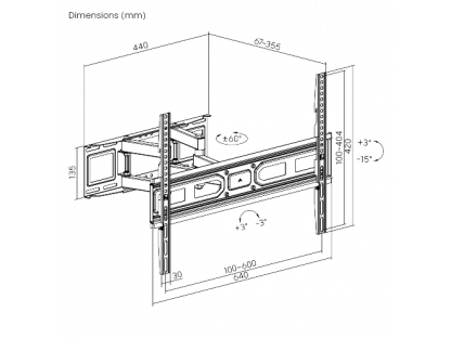 SB66 TV nosilec z raztegljivo roko 37"-80" nosilnost 40 kg