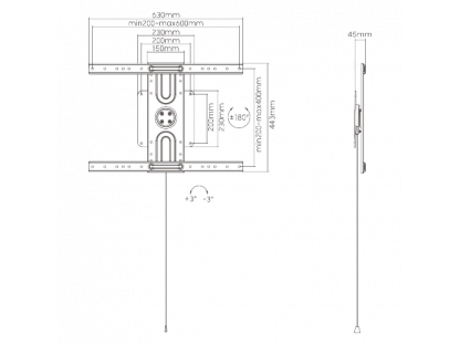 SB76 Nástěnný otočný držák tv 37"–80" nosnost 50 kg