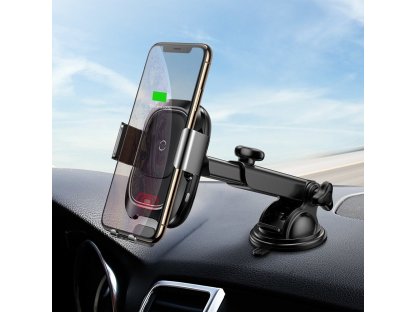 Smart Vehicle Bracket Wireless Charger elektricky uzamykatelný držák do auta na palubní desku/bezdrátová nabíječka Qi s infračerveným senzorem (WXZN-B01)