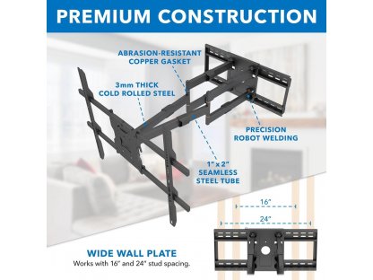 STRICT BRAND SB501XL-24 suport de perete pentru televizor cu braț lung și braț pivotant, cu panou de perete de 24 inch, capacitate de 125 kg