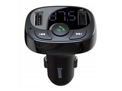T-Típusú adóvevő FM Bluetooth autós töltő MP3 2x USB TF microSD 3.4A fekete (CCTM-01)