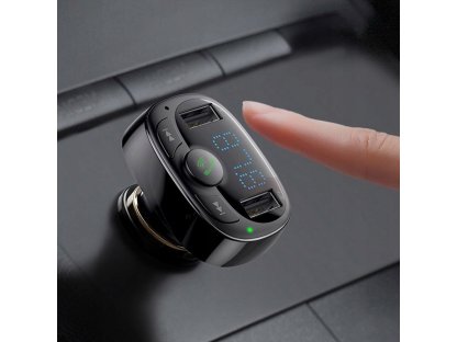T-Typed Transmiter FM Bluetooth avto polnilec MP3 2x USB TF microSD 3,4A črn (CCTM-01)