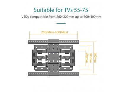 Výsuvný otočný držiak UT75 pre TV 55"- 75"