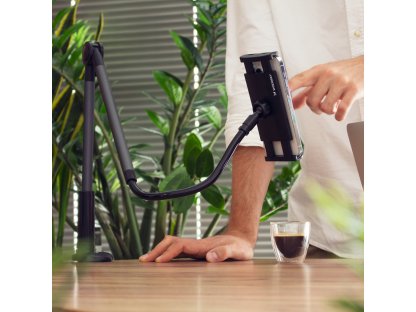 Wozinsky dolgo prilagodljivo držalo za telefon in tablični računalnik črno (WTHBK5)