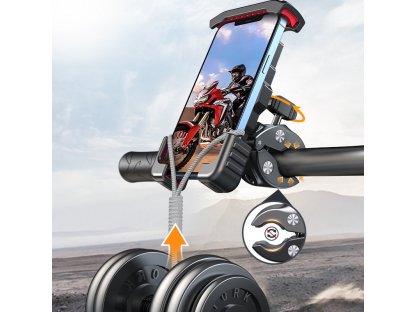 Wozinsky fém páncélozott telefon / robogó / motorkerékpár tartó fekete (WBHBK4)