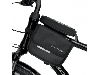 Wozinsky rámová taška na bicykel vodotesné puzdro na telefón 1,5 l čierne (WBB26BK)