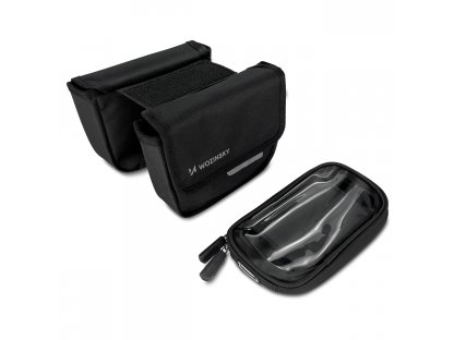 Wozinsky torba za kolo z okvirjem torba za kolo vodotesna torba za telefon 1,5 l črna (WBB26BK)