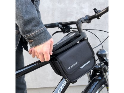 Torba rowerowa na ramę Wozinsky wodoodporna torba na telefon 1,5l czarna (WBB26BK)