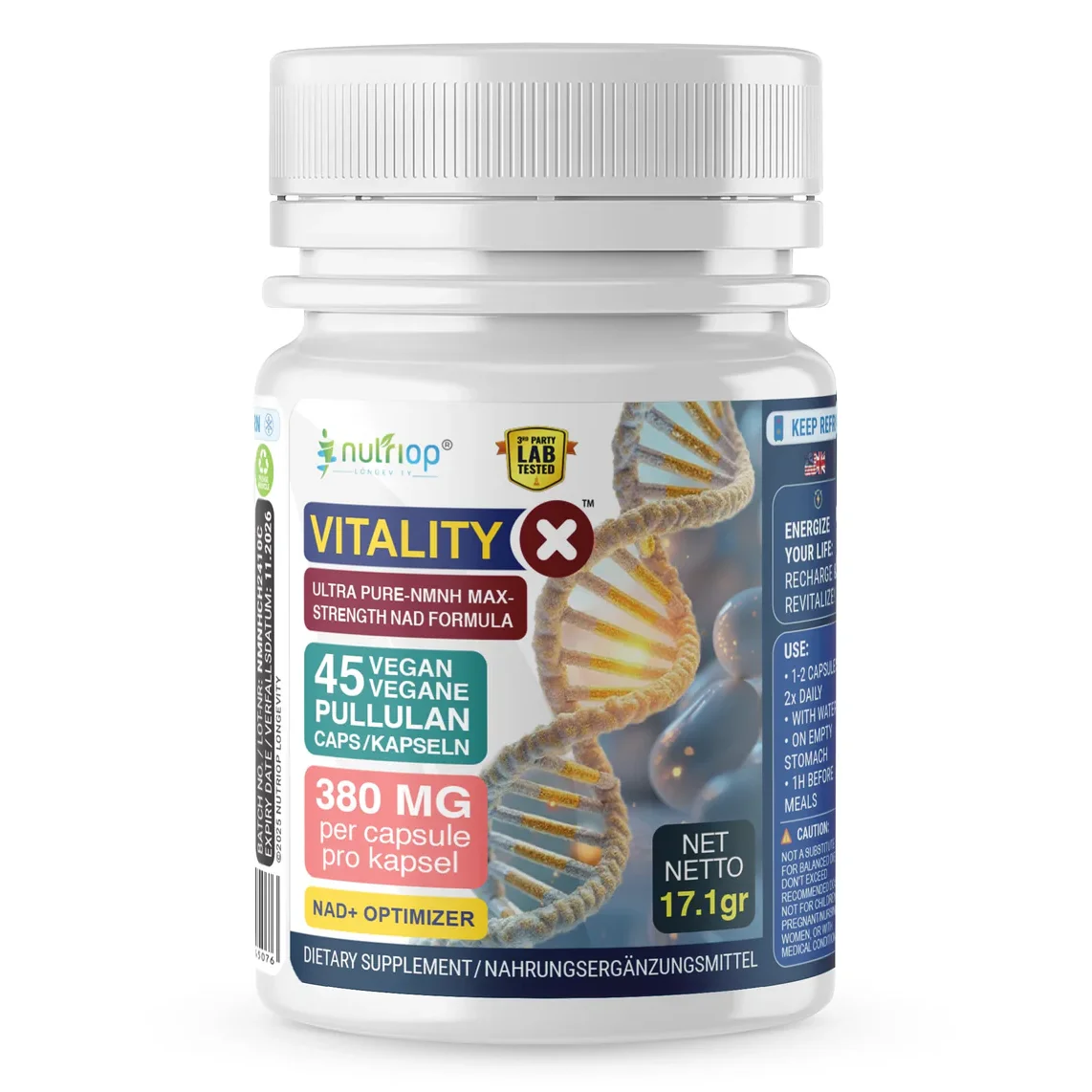 Levně Nutriop - Švýcarsko Nutriop Vitality-X™ NMNH a NAD+
