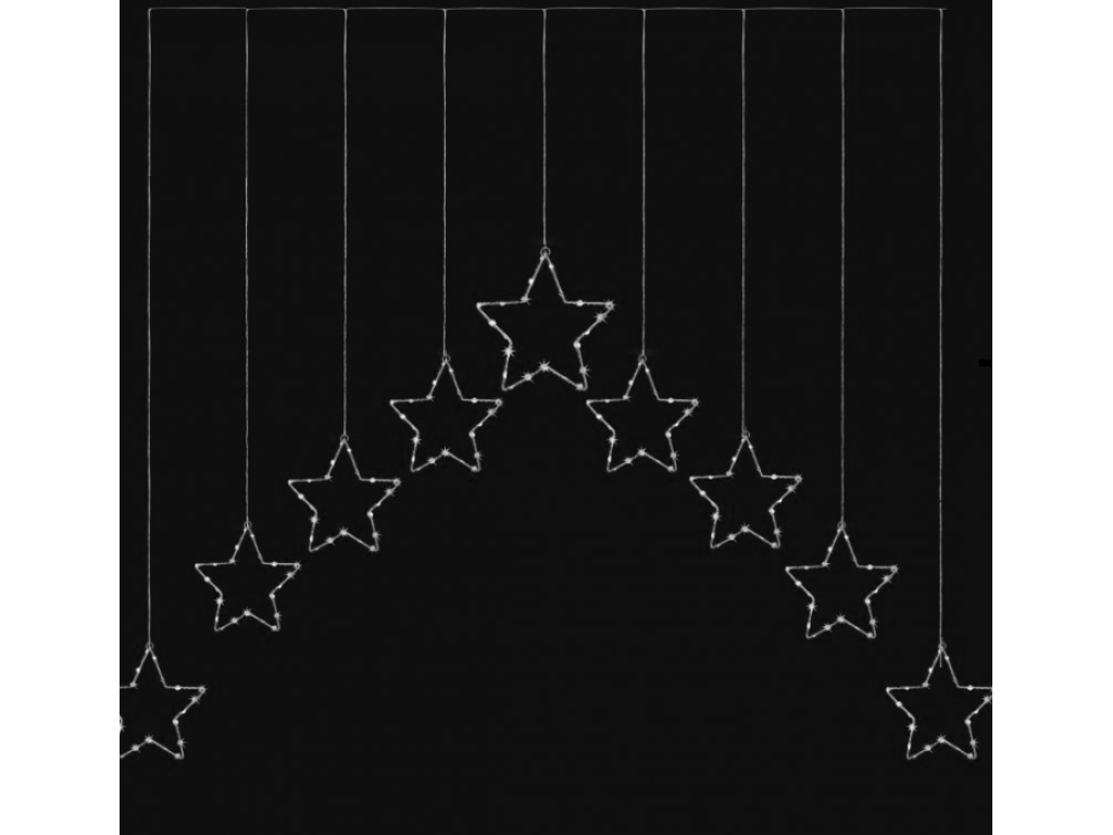 Hvězdy záclona dekorace do okna 90Led 9ks