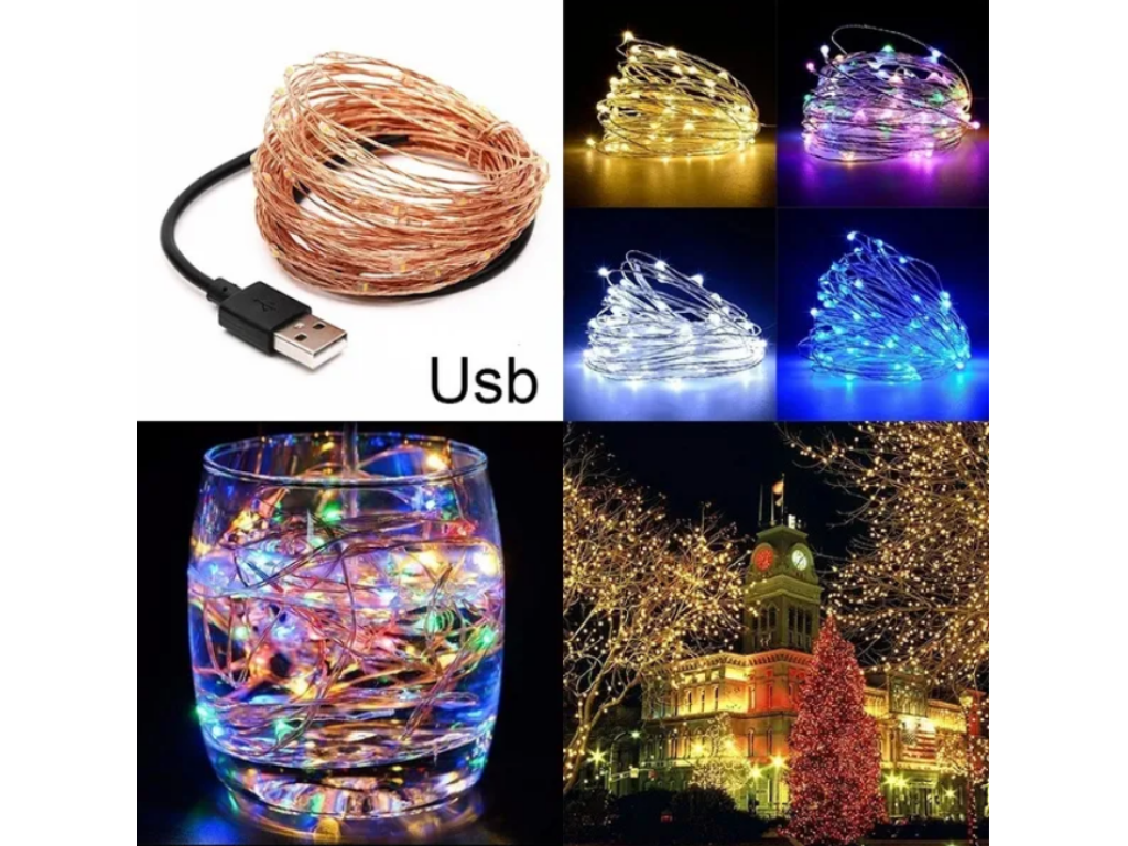 Světelný drátek na USB 100mikro Led