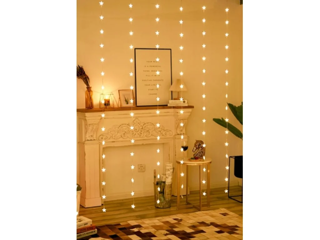 Vánoční záclona micro 200Led Hvězdy 2X1m