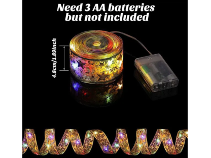 Dekorativní Led osvětlení stuha na baterie 50Led 5m